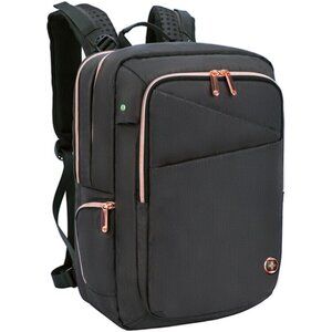 Swissdigital Katy Rose Black Backpack Padded RFID-protected Laptop USB Commuter